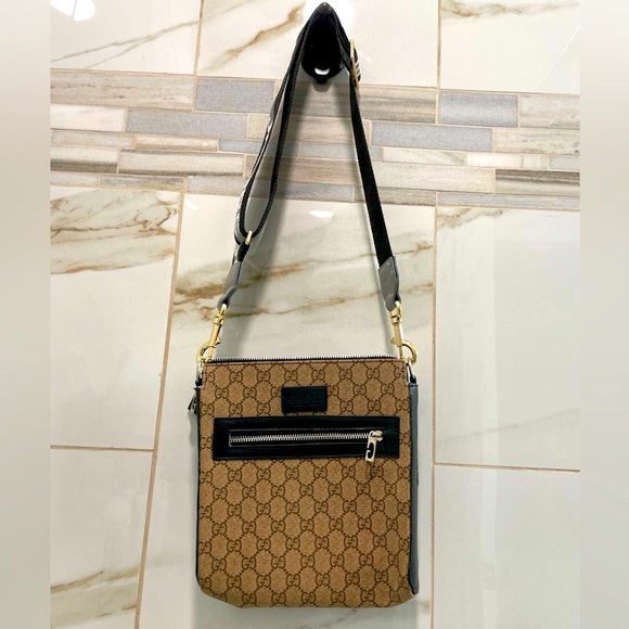 Tan and Black Logo Crossbody Bag - Picture 3 of 12